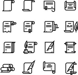 ancient paper scrolls and documents icons vector image