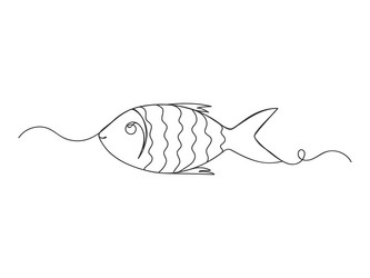 fish continuous one line art isolated vector image