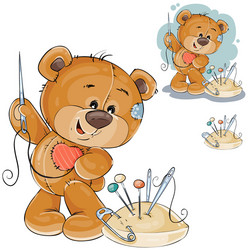 a teddy bear sewing vector image