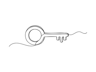 key continuous one line art isolated vector image