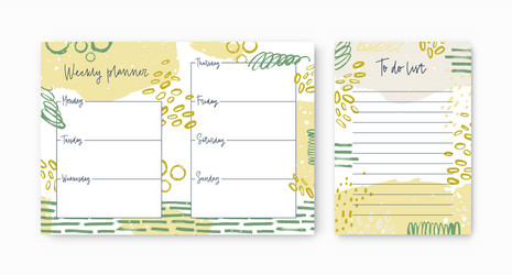 Set weekly planner and to-do-list templates vector