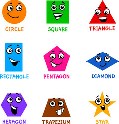 basic geometric shapes with cartoon faces vector image