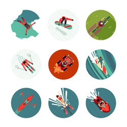 extreme sport flat icons set top view vector image