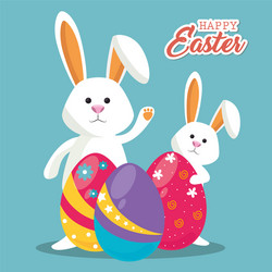 cute rabbit happy easter vector image