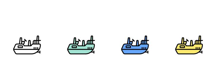 jet boat icon outline green blue and yellow style vector image