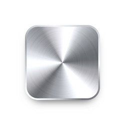 realistic square metal chrome button steel volume vector image