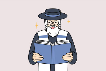 old jewish man reads torah studying gospel vector image