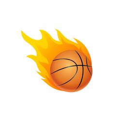 basketball ball in fire flame fireball vector image