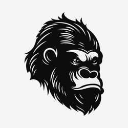 angry gorilla head black and white logo vector image