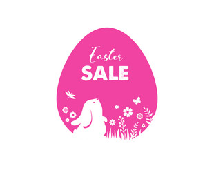 happy easter banner with bunny flowers and eggs vector image