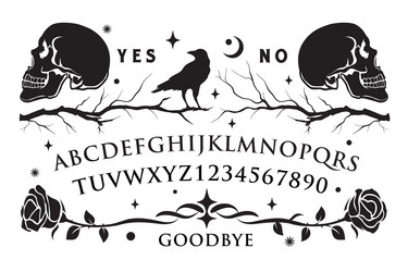 graphic template inspired by ouija board skeleton vector image