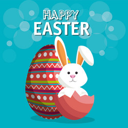 cute rabbit happy easter vector image