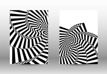 Set of abstract patterns with distorted lines vector