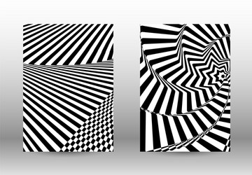 set of abstract patterns with distorted lines vector image