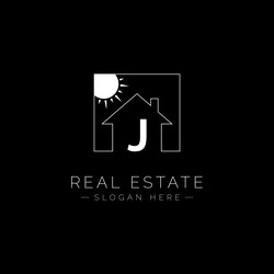 real estate logo for letter j - home and house vector image