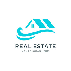 Real estate with wave logo vector