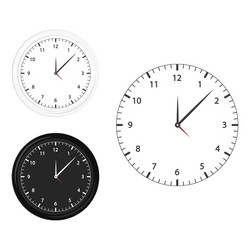 modern black white and silhouette clock icon set vector image