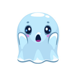 cartoon halloween emoji surprised ghost wow face vector image