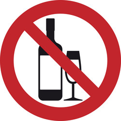 prohibited bottle glass cup drink beverage sign vector image