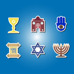 color icons with jewish symbols vector image