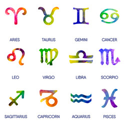 zodiac icons horoscope set on white background vector image