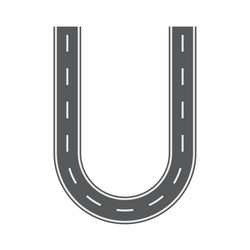 u letter for road or street font flat and solid vector image