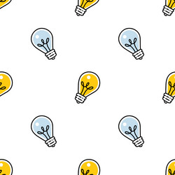 seamless pattern with cute light bulbs vector image