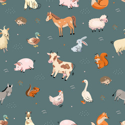 farm animal seamless pattern trendy pets farmed vector image