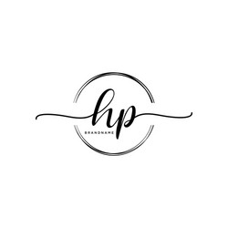 hp initial handwriting logo with circle template vector image