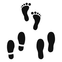 human footprints shoes and footsteps set vector image