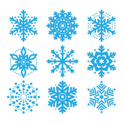 snowflakes winter blue icons set vector image