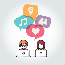 social media chat people with computers vector image