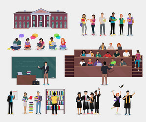 Set of student education vector