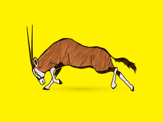 oryx jumping to attack with long horn vector image