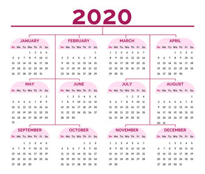 organizer and 2020 calendar grid business planner vector image