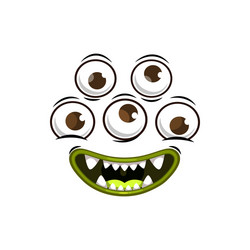 monster face with three eyes cartoon icon vector image