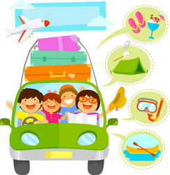 family vacation cartoons set vector image