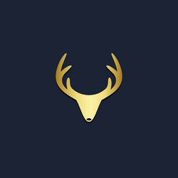 deer head horn animal gold logo vector image