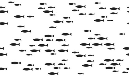 silhouettes school fish with marine life vector image