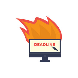 burning office computer monitor deadline vector image