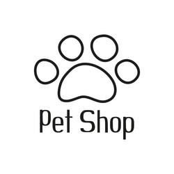 pet shop logo with paw vector image