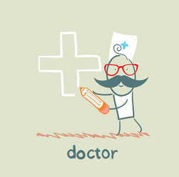 doctor draws a cross in pencil vector image