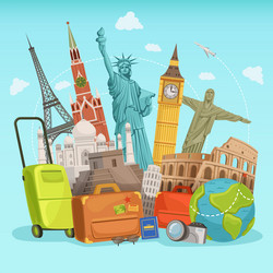 travel poster design with different world vector image