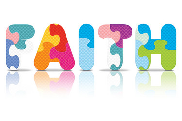 Faith written with alphabet puzzle vector