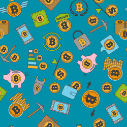 bitcoin pattern golden cryptocurrency coins vector image