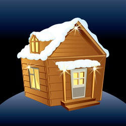 snowy wooden hut vector image