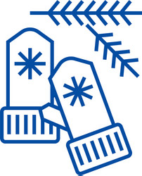 knitted christmas mittens line icon concept vector image