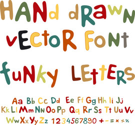 hand-drawn alphabet funky letters font vector image