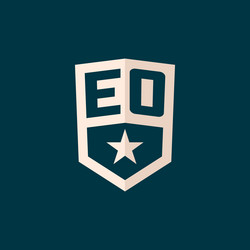 initial eo logo star shield symbol with simple vector image