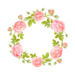 watercolor wreath of flowers on white vector image